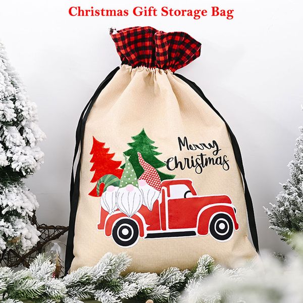 

storage bags 2021 christmas linen bag sack with drawstring present gift 70x45cm