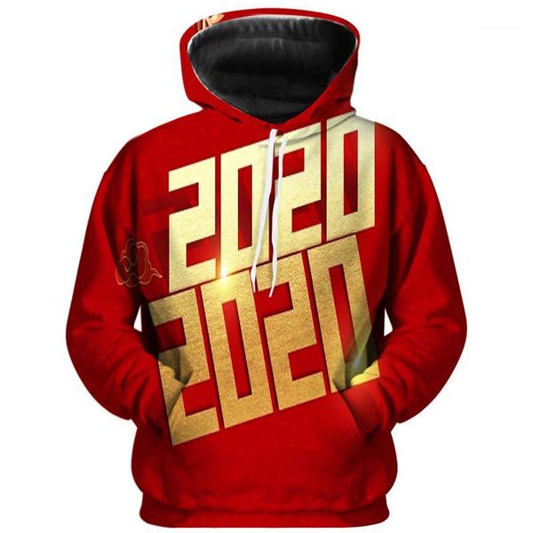 

new year red print mens plus size hoodies casual males clothing 3d digital print mens designer hoodies fashion happy, Black