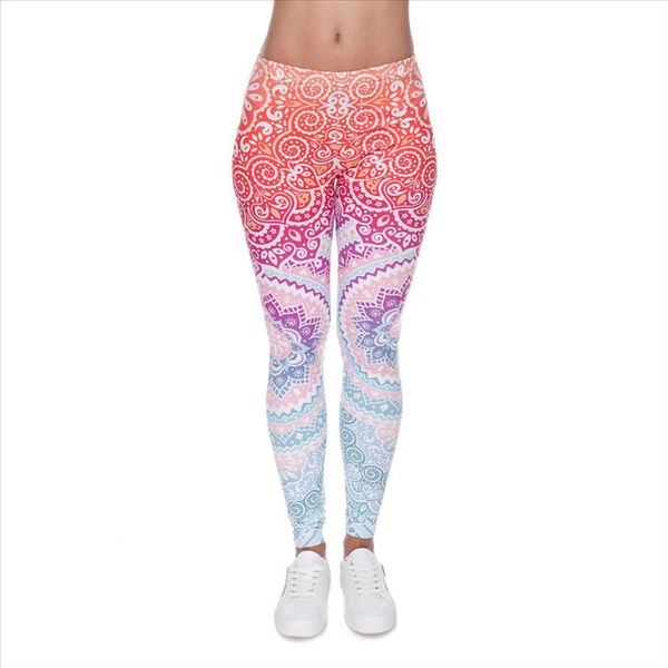 

бренды женщины моды legging aztec high round ombre печать легинсы тонкий высокой талией леггинсы женщина брюки, Black