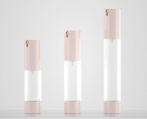 15ml / 30ml sem ar vazio Bomba de vácuo garrafas reutilizáveis ​​de plástico rosa Creme Lotion Bottle recipiente de líquido para o curso