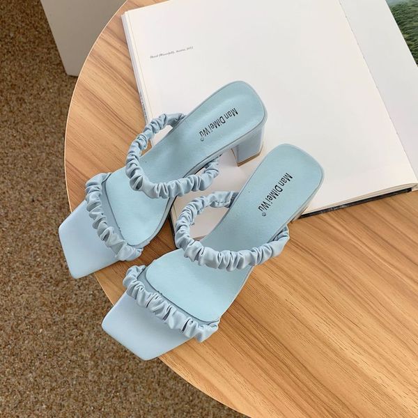 

2020 summer sweet pleated fashion women's shoes female sandals high heels pumps new wedding working basic shoes woman 35-40, Black