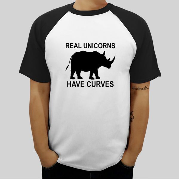 

brand tshirts mens fashion tee real unicorns have curves summer male raglan sleeve t-shirt euro size