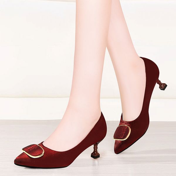 

rimocy new pointed toe wedding party pumps women solid color thin high heel shoes woman simple slip on casual pumps femme, Black