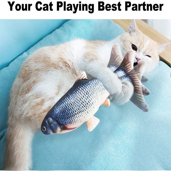 

electric cat toy fish usb charger interactive realistic pet cats chew bite toys floppy fish cat toy pet supplies for cats good