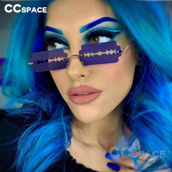 

sunglasses 49103 rimless hollow square punk men women fashion shades uv400 vintage glasses, White;black