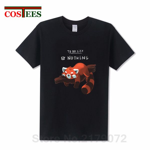 

2019 parody fashion summer red panda to do list nothing t shirts men funny kawaii panda t-shirts homme cute racoon tshirt hombre