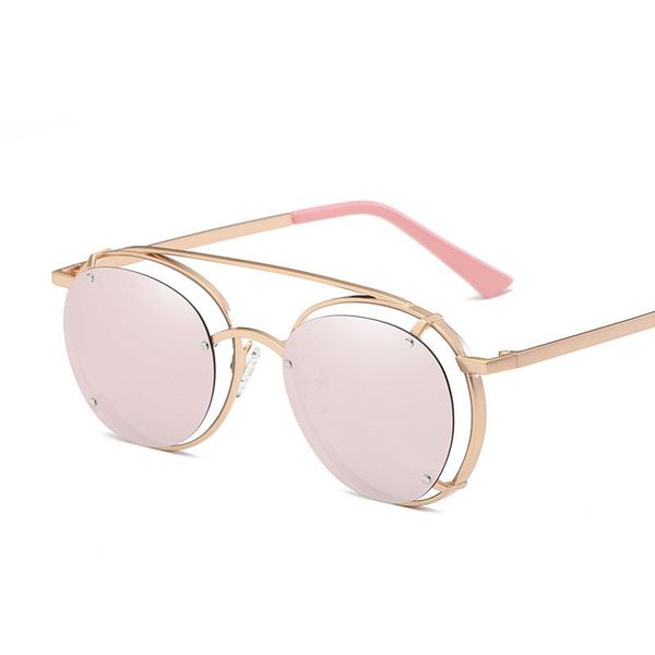 

1pcs metal round frames eyewear hollow eye sun glasses unisex, White;black