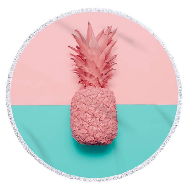 

blue pink pineapple series microfiber beach towel with drawstring backpack bag sport yoga blanket swimming bath towel