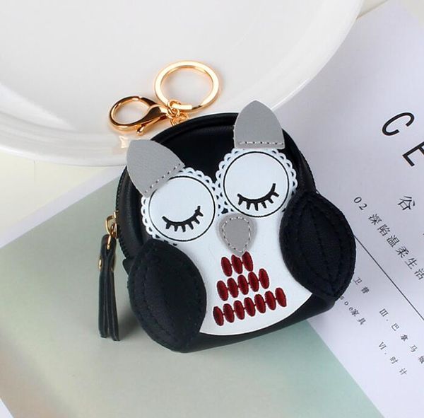 

women pu owl shaped min zipper coin purses mix color, Red;black