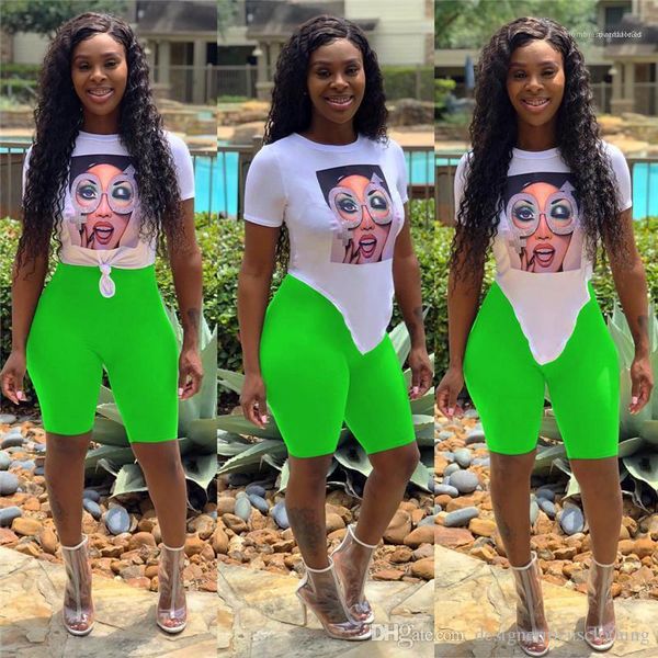 

мода топы с фото casual женская одежда асимметричный длина женщин 2pcs короткий набор, White