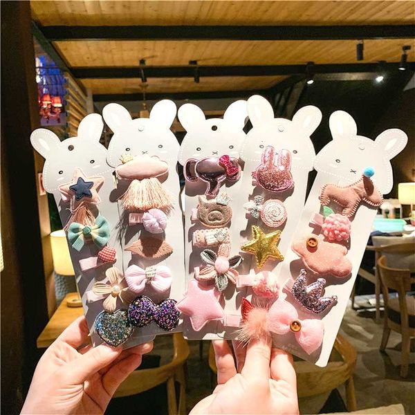 

5pcs/set girls cute bear frown bow hairpins children lovely hair clips barrettes headband kids hair accessories, Slivery;white