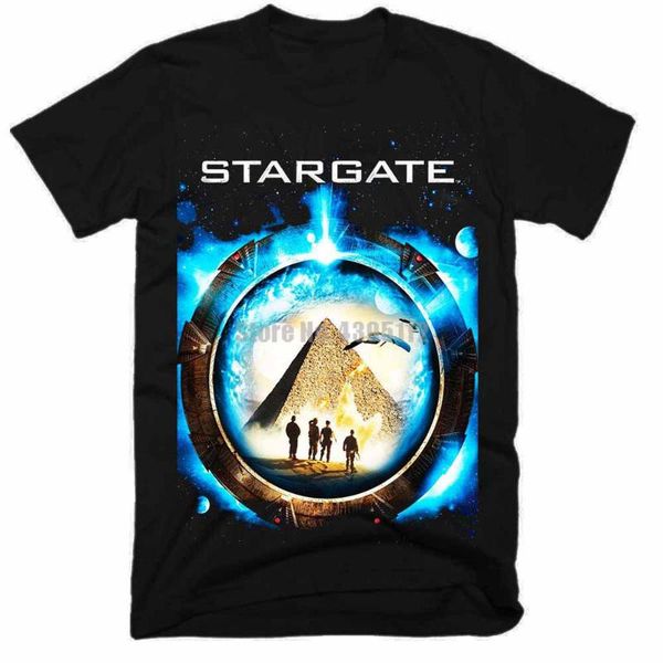 T-shirt da uomo Stargate Movie T-shirt da uomo Streetwear Fashion Shirt Cool Logo Tee in bianco e nero di grandi dimensioni