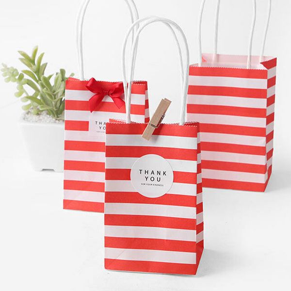 

10-50 x cross stripe paper party wedding birthday gift bag small kraft paper gift