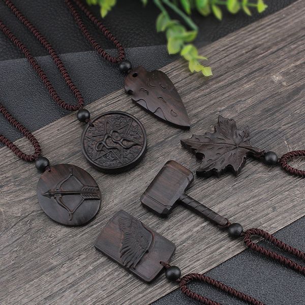 

pendant necklaces handmade ethnic ebony exaggerated long sweater chain necklace for women men fashion adjustable woven jewelry gifts, Silver
