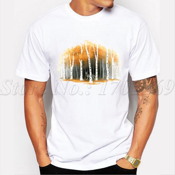 

2019 men's fashion autumn wolf printed t-shirt summer cool fashion tees