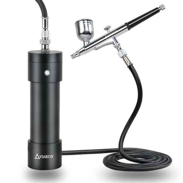 

airbrush kit with compressor portable mini spray gun for makeup nail gundam model car painting (black