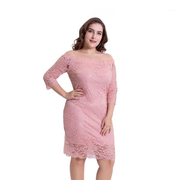 

sleeve hollow out apparel 4xl womens summer designer dresses plus size fashion clothing slash neck 3/4, Black;gray