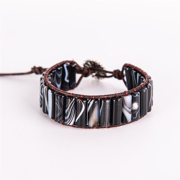 

tennis couples boho manhand tube shape bracelet vintage leather wrap beaded males gift drop, Golden;silver