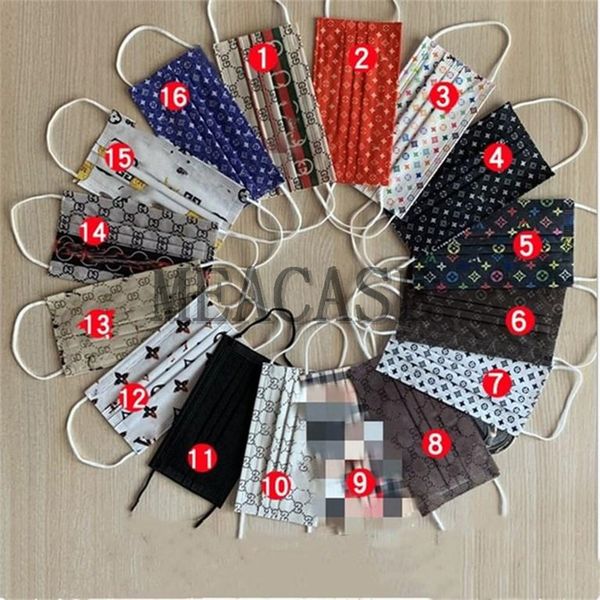 

10pcs/pack disposible face mask fashion letter non-woven facemasks brand masks boutique letters adults mouth cover for sports daily d81001, Blue