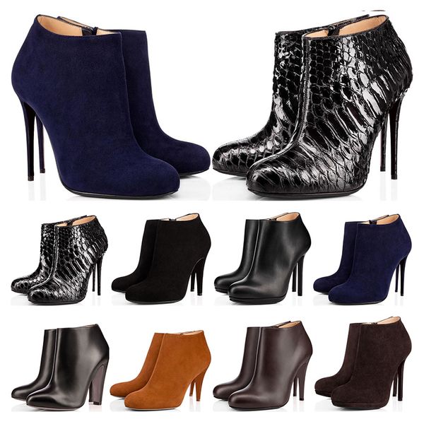 

red bottoms womens booties so kate spike high heels 8 10 12cm ankle black navy leather velvet winter booties fashion customize