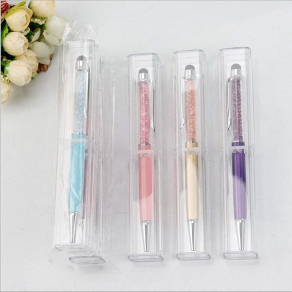 

crystal pen diamond handwriting capacitor rhinestone gift touch screen pen metal ballpoint pen multicolor 50pcs/lot, Blue;orange