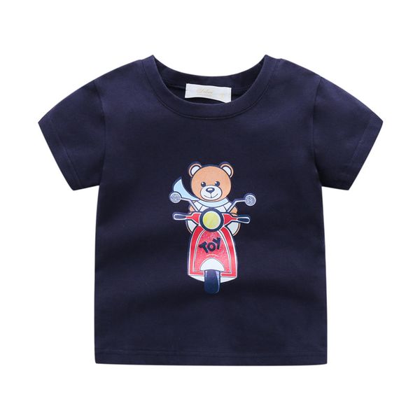 

summer children s short-sleeved t-shirt, boy round neck girl printing t-shirt, cool and breathable, neutral cotton t-shirt, Blue
