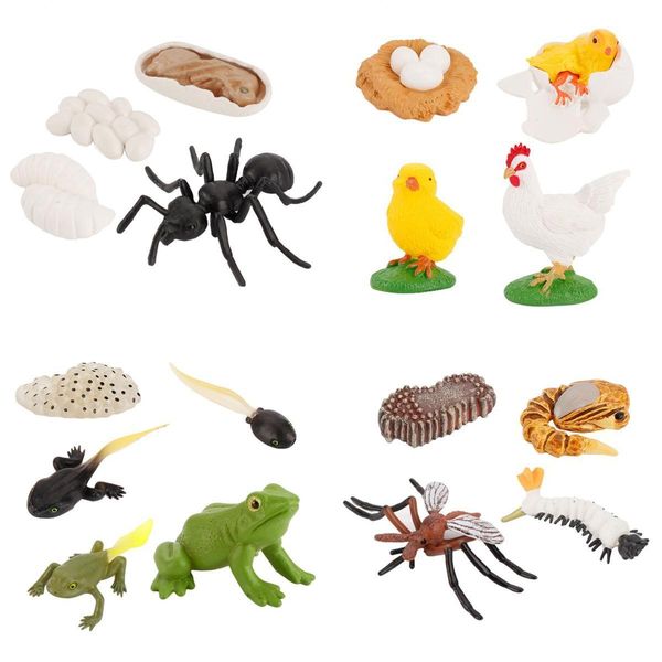 

4 set early kids simulation animals growth process figure toy set models