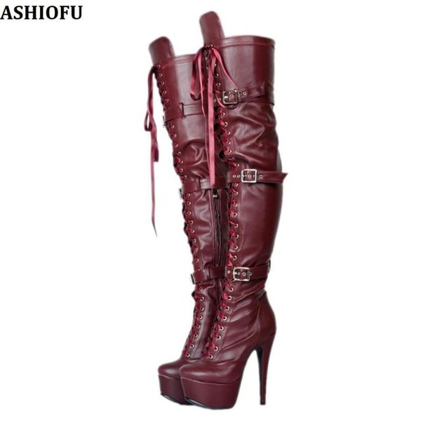 

ashiofu handmade женщины высокой пятки сапоги сексуальная платформа партии пром за knee boots реальные фото вечерний клуб моды длинные, Black