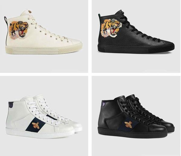 

shoes ace embroidery white tiger bee snake shoes leather sports shoes men and women casual sneakers 35-46, Black