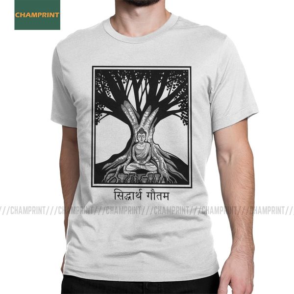 

men t-shirts the buddha and the bodhi tree casual cotton tees short sleeve meditation zen spiritual buddhism t shirt plus size