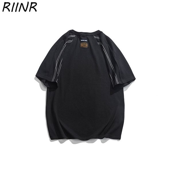 

riinr 2020 summer men's short-sleeved embroidery design fashion solid color short-sleeved t-shirt