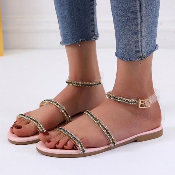 

summer women open toe breathable sandals 2020 summer buckle strap casual transparent shoes outdoor comfortable sandals #g3, Black