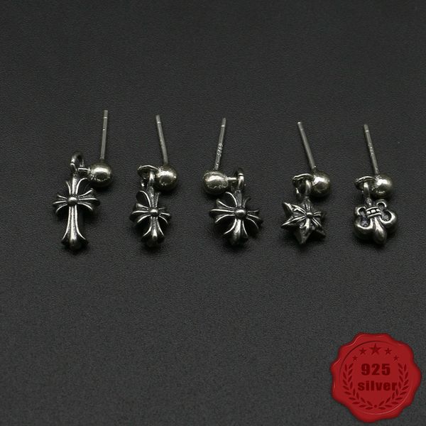 

s925 sterling silver stud earrings exaggerated personality fashion retro simple cross anchor shape punk hip hop jewelry gift for friends