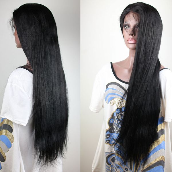 

2020 wigs pre plucked hairline with baby hair brazilian remy hair silk silky straight full lace wigs for women, Black