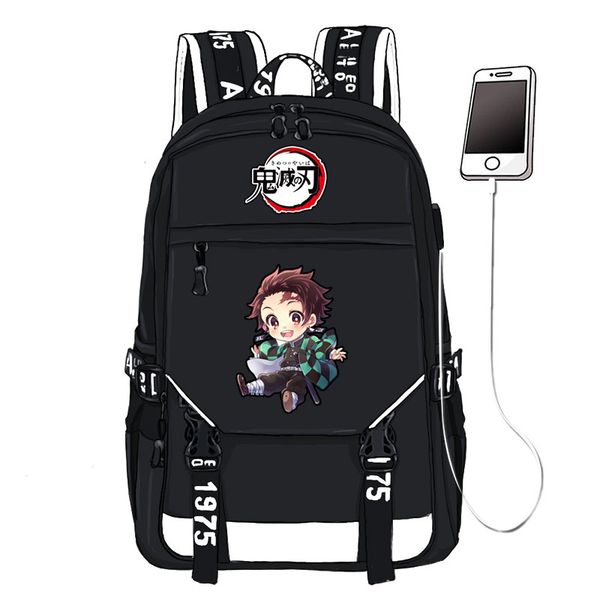 

demon slayer kimetsu no yaiba printing backpack travel backpack usb interface lapcanvas school book bags