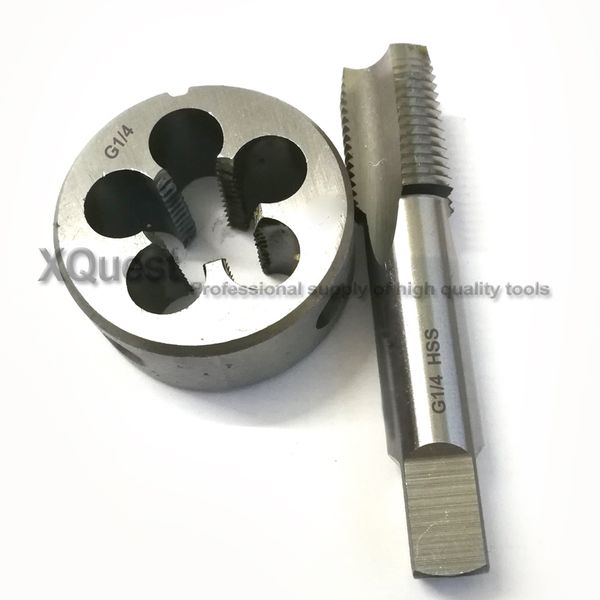 

xquest pipe thread tap and die set g1/8 g1/4 g3/8 g1/2 straight pipe screw thread taps round dies g 1/8-28 1/4-19 3/8-19 1/2-14