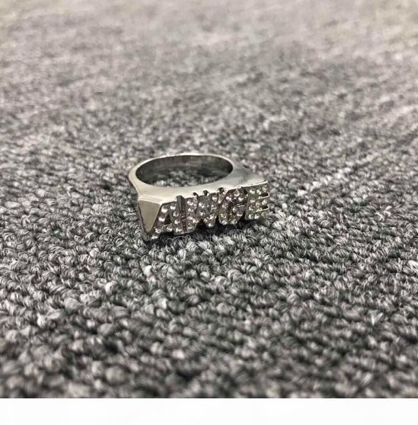 

awge classic letter ring finger ring asap rocky with gold and silver two-color spot drilling smooth surface