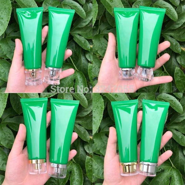 

100ml/g green empty cosmetic hose soft tube n flip cap, plastic cosmetic facil cleanser refillable bottle,squeeze lotion package