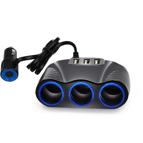

сигарета 12v / 24v 120w 3 way auto гнезда прикуривателя разветвитель прикуривателя 5v 3.1a выходная мощность 3 usb автомобильное зарядное ус
