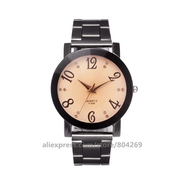 

wholesale new metal man woman bracelet watch alloy couple fashion rhinestone big number watches vk 802, Slivery;brown