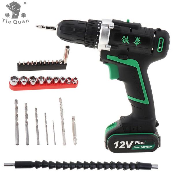 

100-240v cordless 12v electric drill / screwdriver with rotation adjustment switch and 29pcs accessories set for handling screws