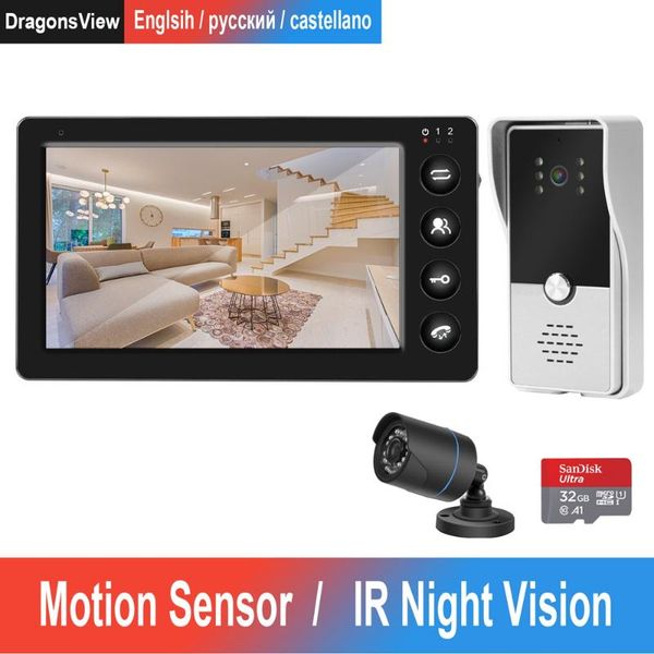 

video door phones dragonsview 7 inch wired intercom with cctv camera support motion detection infrared night vision for home