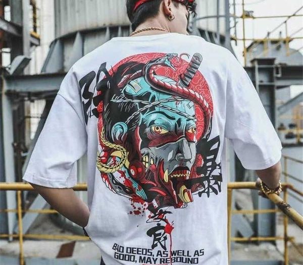 

cool t shirt men high street t-shirt hip hop t-shirt men women summer blouse 2019 casual loose devil print tshirt streetwear, White;black