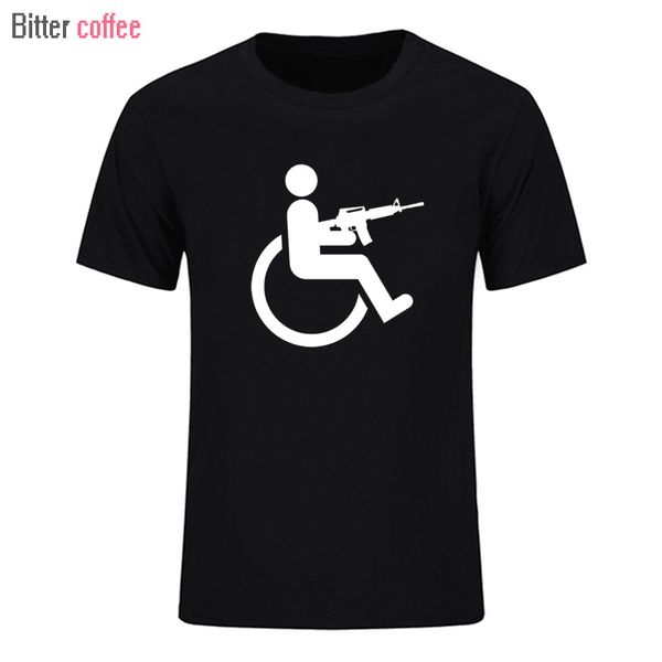 

summer handicapped wheelchair gun cotton t-shirt men casual short sleeve tshirts and t shirt men hip hop in tee shirt