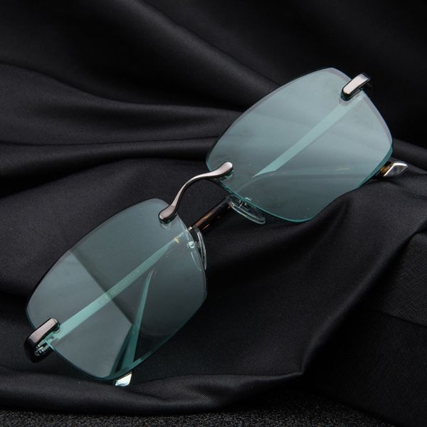 

2020 vintage rimless солнцезащитные очки мужчины женщины роскошные кристалл камень зеленый солнцезащитные очки ретро очки прозрачные линзы о, White;black