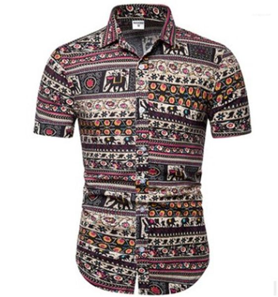 

кнопка рубашка лето тонких моды mens tops mens цветочной печати рубашка дизайнер с коротким рукавом отворот шеи, White;black