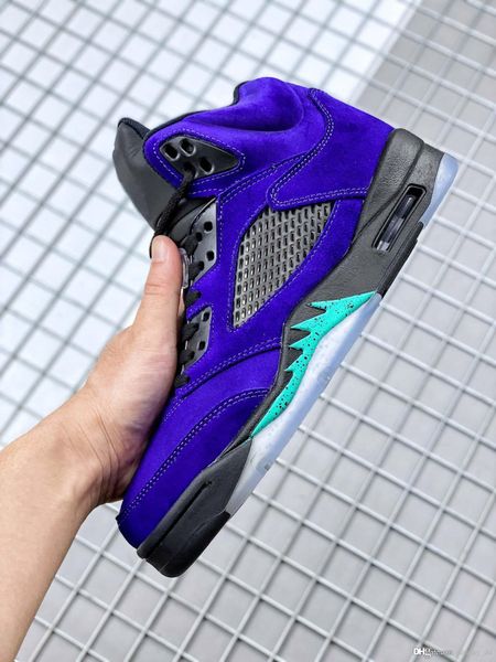

2020 air authentic 5 alternate grape men basketball shoes 5s grape ice black clear new emerald suede man sports sneakers 136027-500