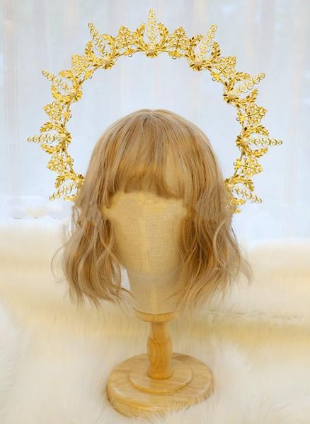 

богоматерь роскошная атмосфера кольцо apollo diy halo circle church angel hanfu wild аксессуары для волос стиль ретро, Golden;silver