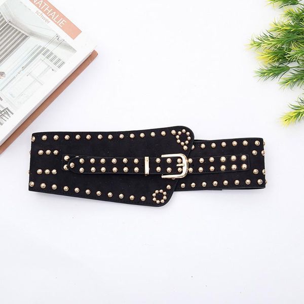 

faux leather black personality wide waist seal dress coat ladies single circle wild belt women female pin buckle fashion, Black;brown