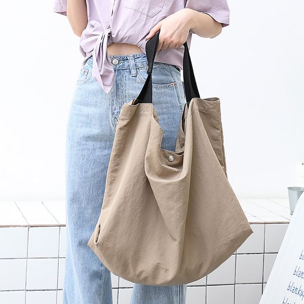 

korean style simple large capacity handbag casual artistic canvas traveling bag fashion waterproof nylon shoulder bag